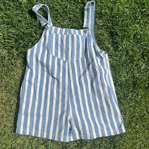 Zara striped overall shorts